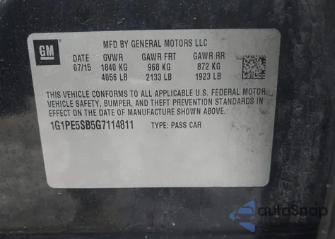 2016 Chevrolet Cruze Limited 1Lt Auto from USA, damaged, VIN 1G1PE5SB5G7114811